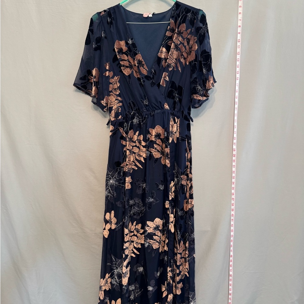 Baltic Born Navy and Beige Floral Maxi Dress